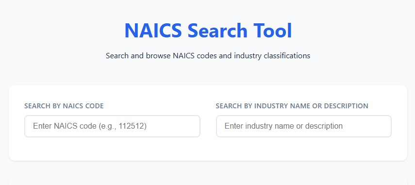 Lookup NAICS Code